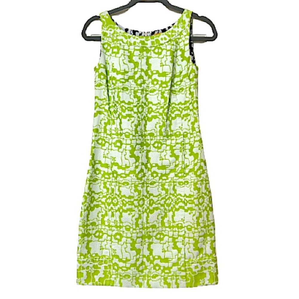 St. John SoCa Lime Green and White Shift Dress Size 2 Sleeveless Tank